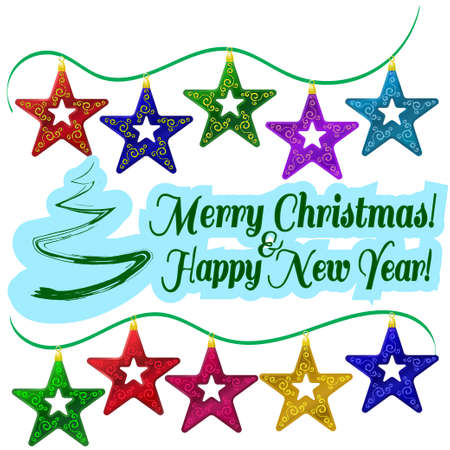 A set of Christmas and new year decorationsのイラスト素材