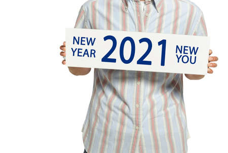 Happy New Year 2021. New year, new you, start, goals. Conceptual motivational message written with...