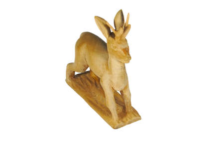 a wooden deer on whiteの写真素材