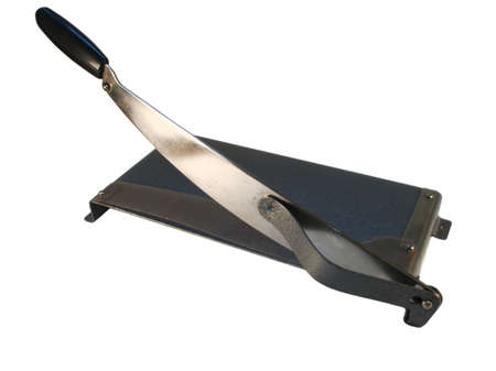 a old photo or paper cutter on whiteの写真素材