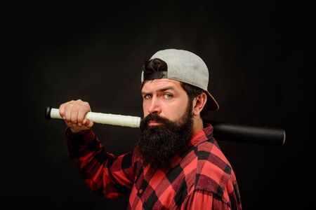 Sport, training, health. Baseball player with baseball bat. Sports and baseball training. Sport...