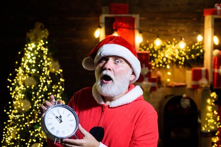 New year party. New year clock. Merry Christmas and Happy new year. Christmas time. Winter holidays....