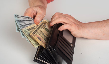 Pension pensioner support. Pension retirement economy. Pension retirement inflation. Pension retirement poverty. money finance. money income.の写真素材