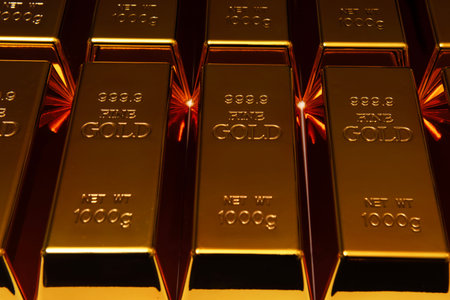 Gold for investment and trading. Gold bar in investment. Gold reserve bullion bars. Luxury gold...