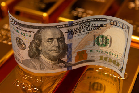 USD vs gold. Dollars or gold for value. Gold bars value. Gold for investment.