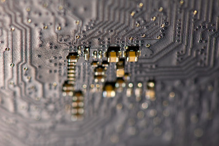 Circuit board with electronic texture. Circuit board in macro surface. Circuit board for hardware...