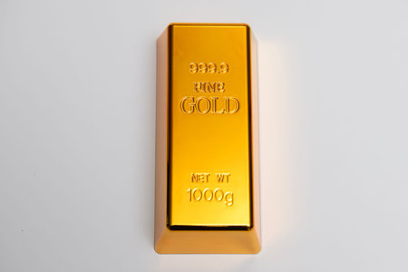 Gold and banking concepts. Fine gold concept. Gold bar studio background. Luxury gold bullion.の写真素材