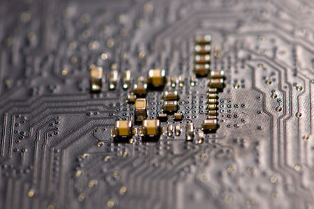 Circuit board with smd surface. Circuit board in solder macro. Circuit board for electronic...
