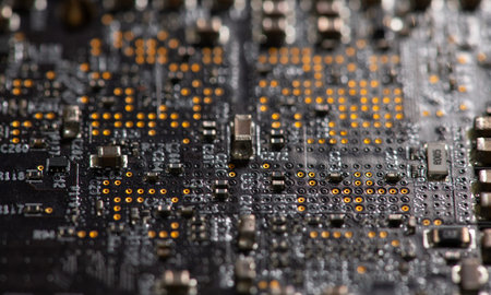 Circuit board with surface smd. Circuit board in solder macro. Circuit board for electronic...