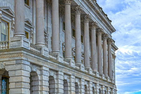 Columns marble Tall vertical perspective. Columns fluted symmetry pattern. Columns decorative...
