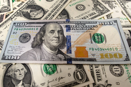 Currency pattern background with dollars. Dollars finance concept layout. Dollars banking capital...