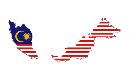 Malaysia vector map flag isolated on white background.のイラスト素材