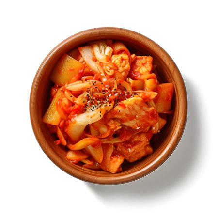 Bowl of korean food (kimchi) on white backgroundの写真素材