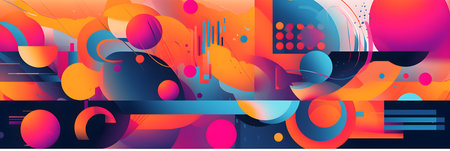 Modern abstract background with colorful geometric shapes. Vector illustration for design.の写真素材