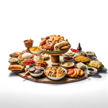 Indian Traditional Dussehra food and snacks arranged in a circle.の写真素材