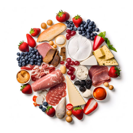 Antipasto background. Healthy food concept. Top view.の写真素材
