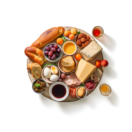 Healthy food on white background. Top view, flat lay.の写真素材