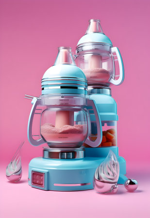 3d rendering of a baby food processor with a pink background.の写真素材