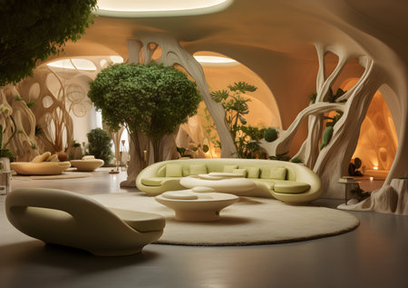 Interior of the lobby of the hotel. 3d rendering.の素材