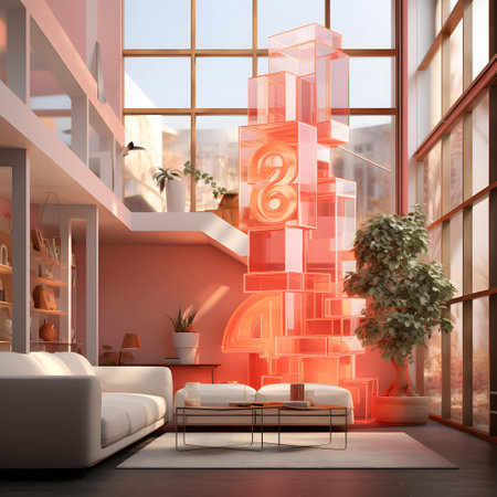 Modern living room interior with furniture and window. 3D Renderingの写真素材