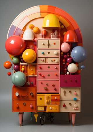 Children's toys in the form of a chest of drawers.の写真素材