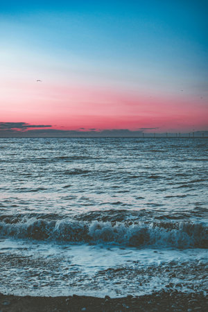 Beautiful sunset over the Baltic Sea in Gdansk, Poland.