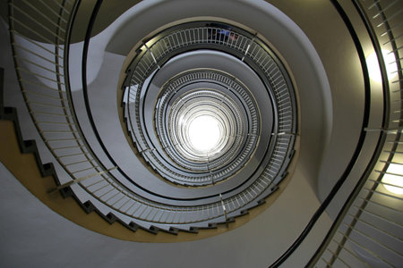 Spiral stairs in a modern building, closeup of photo