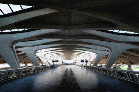 Interior of a modern airport terminal in Barcelona, Catalonia, Spainの写真素材