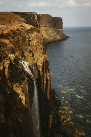 Waterfall on the Cliffs of Moher in County Clare, Irelandの写真素材