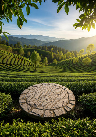 Tea Plantation in Chiang Rai, Thailand. Nature landscape backgroundの写真素材