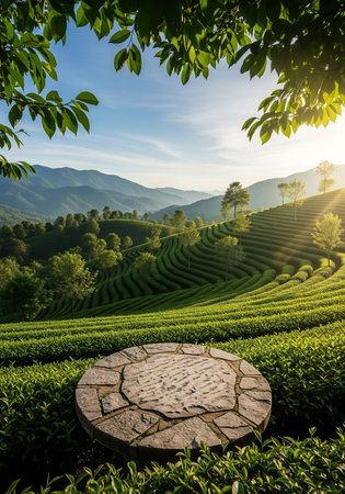 Tea Plantations in the morning at Chiang Rai, Thailand.の写真素材