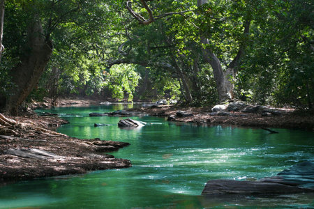Waterfall in deep forest at Kanchanaburi province, Thailand