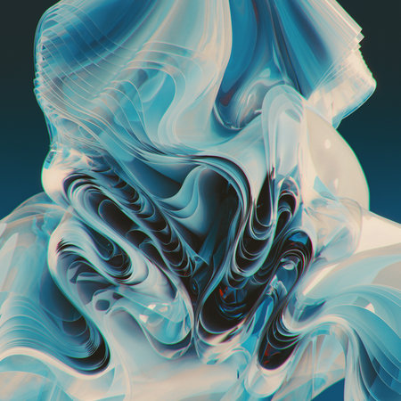 abstract background with blue and white waves, 3d render illustration