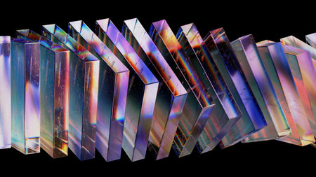 abstract background made of glass cubes on a black background. 3d render
