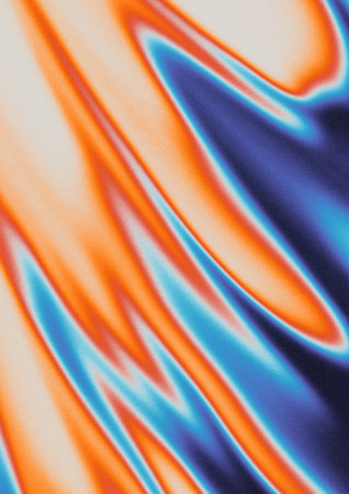 abstract background of blue and orange fabric with some smooth folds in it