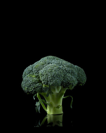 Broccoli isolated on black background. Fresh green broccoli on black background