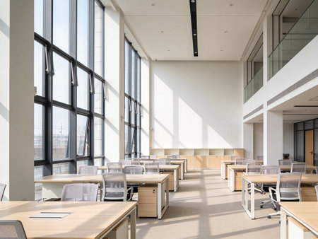 Interior of a modern office building, nobody inside, nobody inside