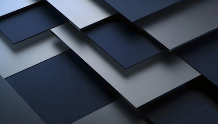 abstract background with geometric shapes made of glossy black and gray paper