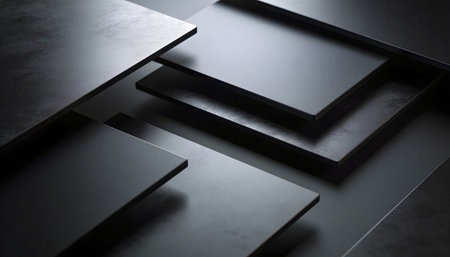 Abstract black background with geometric shapes. 3d rendering, mock up