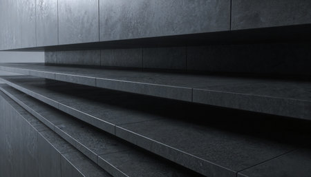 Concrete stairs in modern office building. 3d render illustration.の写真素材
