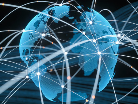 Global network connection on the internet. Internet Concept of global business.