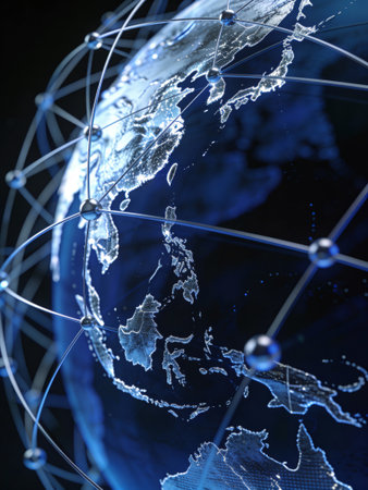 Global network connection over the world. 3D illustration. Elements of this image furnished by NASA