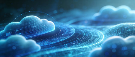 Cloud computing concept. 3D illustration of cloud computing concept background.