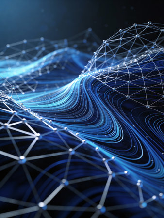 3d rendering of abstract technology digital background with connection lines and dotsの写真素材