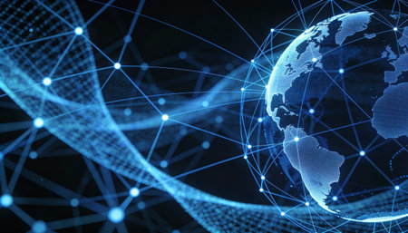 Global network connection. 3d rendering abctract blue background.