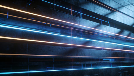 3d rendering of abstract technology concept background. Futuristic glowing lines.