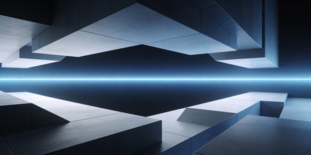 Abstract architecture background, empty open space interior. 3D Rendering