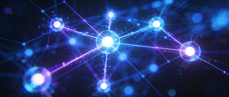 3D rendering of abstract technology concept. Network connection structure with dots and lines.