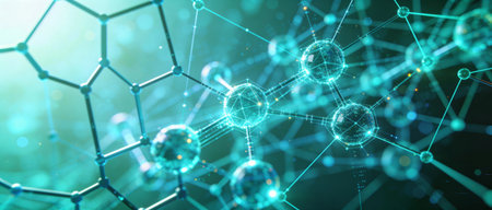 Molecular structure with connected lines and dots. 3d renderingの写真素材