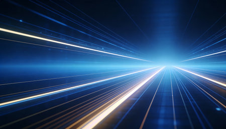 abstract speed motion on the road with blue light and copy space
